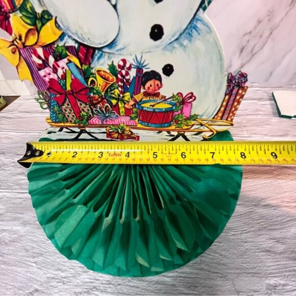 Vintage Old New Stock Snowman Christmas Honeycomb Decoration Set of 2 - Picture 3 of 4